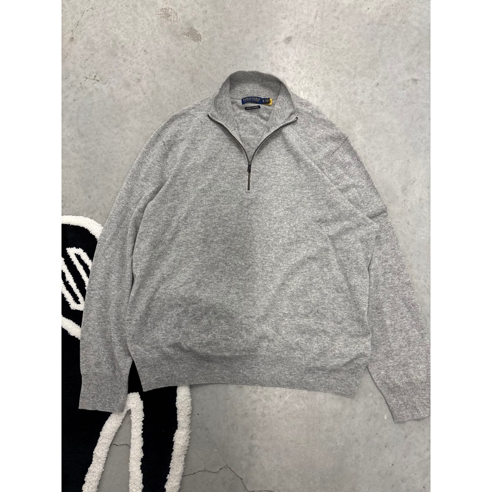 Polo Golf Ralph Lauren Washable Cashmere Quarter Zip Sweater Gray Mens XL